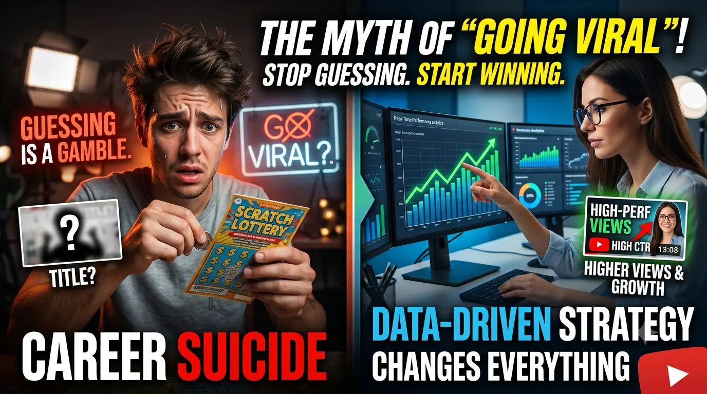 Creator frustrated at low CTR analytics — showing the pain of guessing titles and thumbnails