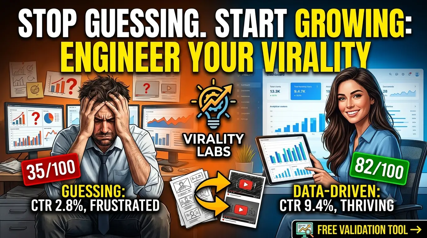Data-driven creator analytics dashboard showing CTR improvement and growth metrics
