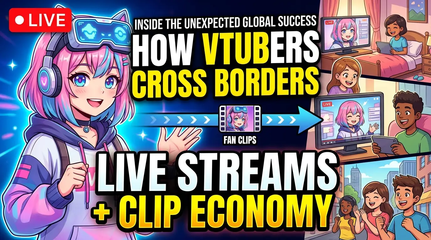 Cross-cultural audience engagement comparison showing VTuber content performance across Japanese and western viewer segments