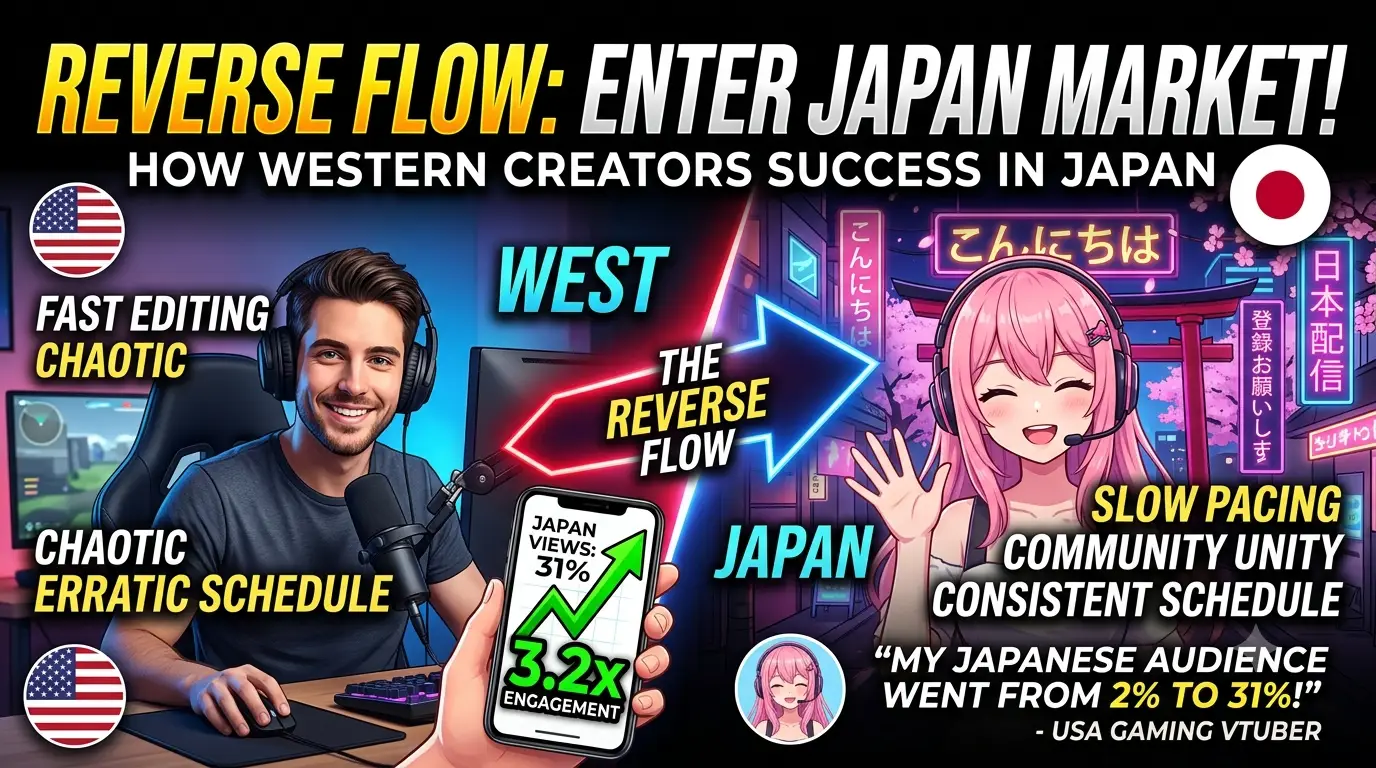 Virality Labs cross-cultural content dashboard showing retention curve comparison between Japanese and western audiences for the same video concept