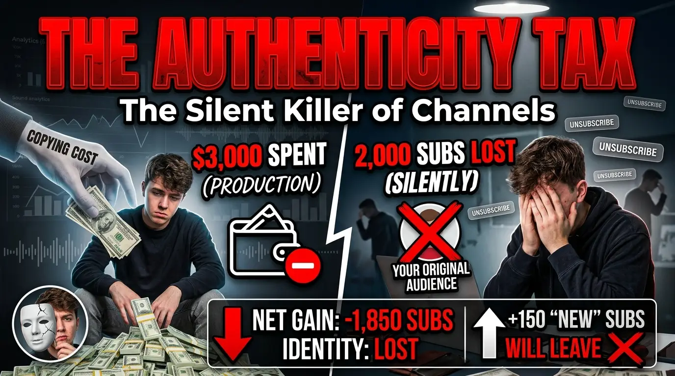 Visualization of the copycat trap showing creators losing subscribers and identity while trying to imitate MrBeast